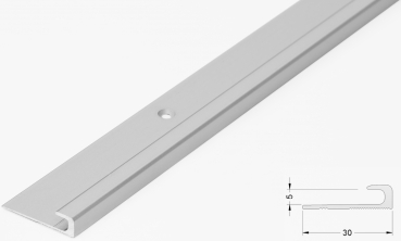 Base edge trim 5mm, alu silver matt drilled, 270cm